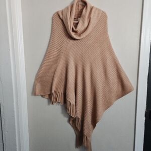 Chico's Peach Cowl Neck Knit Poncho One Size